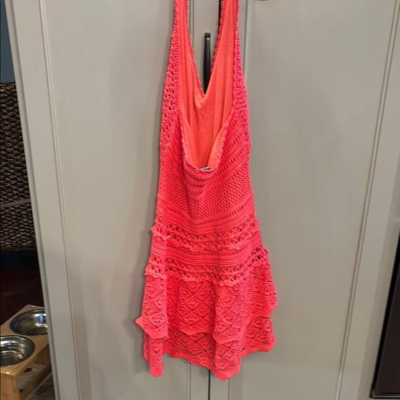 Moda International Crochet Halter Dress - Pink sz med - Picture 5 of 6